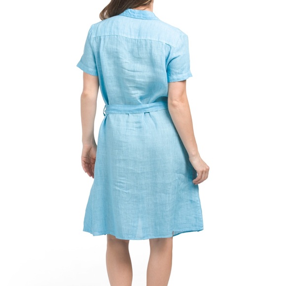 NEW 120 LINO 100% Linen Mini Shirt Dress Marine 1368tn - Picture 7 of 8